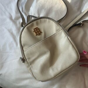 Tommy Hilfiger Cream and Gold Backpack with Rounded Shape